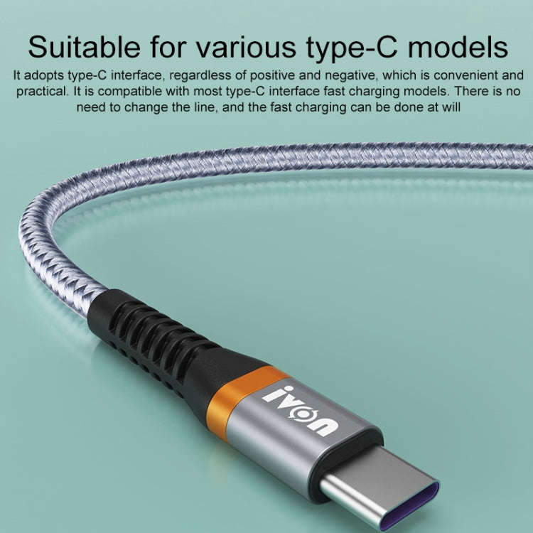 IVON CA79 5A Type-C / USB-C Aluminum Alloy Braided Fast Charging Data Cable for Huawei, Length: 1...