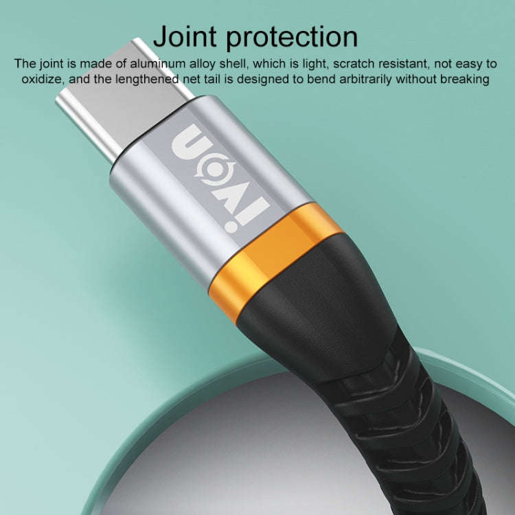 IVON CA79 5A Type-C / USB-C Aluminum Alloy Braided Fast Charging Data Cable for Huawei, Length: 1...