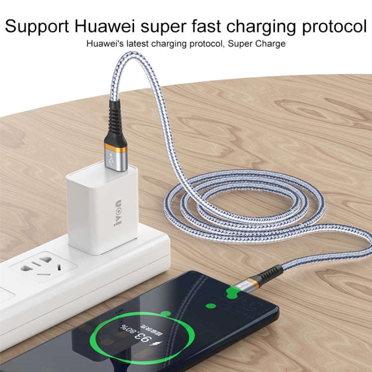 IVON CA79 5A Type-C / USB-C Aluminum Alloy Braided Fast Charging Data Cable for Huawei, Length: 1...