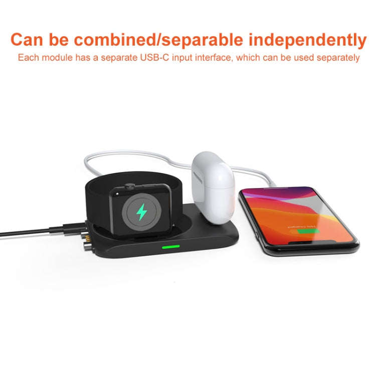 W8 4 In 1 Wireless Charger Holder Charging Station for iPhone / Apple Watch / AirPods