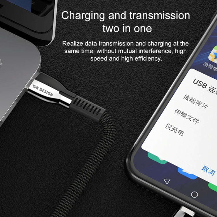WK WDC-107i 1m 2.4A Saint Zinc Alloy Series USB to 8 Pin Data Sync Charging Cable (Black)