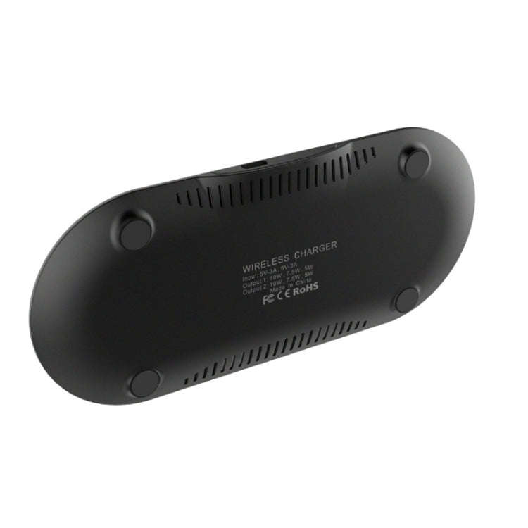 10W 5V / 9V Wireless Dual Mobile Phone Fast Charger Base for All Support the QI Standard Mobile P...