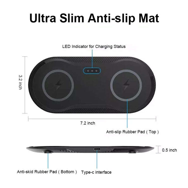 10W 5V / 9V Wireless Dual Mobile Phone Fast Charger Base for All Support the QI Standard Mobile P...