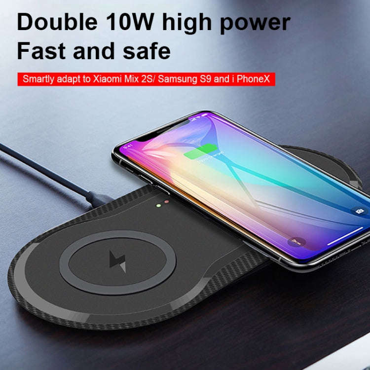 10W 5V / 9V Wireless Dual Mobile Phone Fast Charger Base for All Support the QI Standard Mobile P...