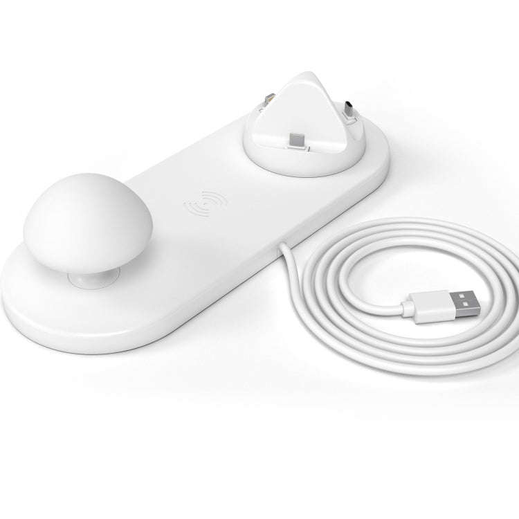 HQ-UD11 10W 4 in 1 Mobile Phone Fast Wireless Charger with Mushroom LED Light & Phone Holder, Len...