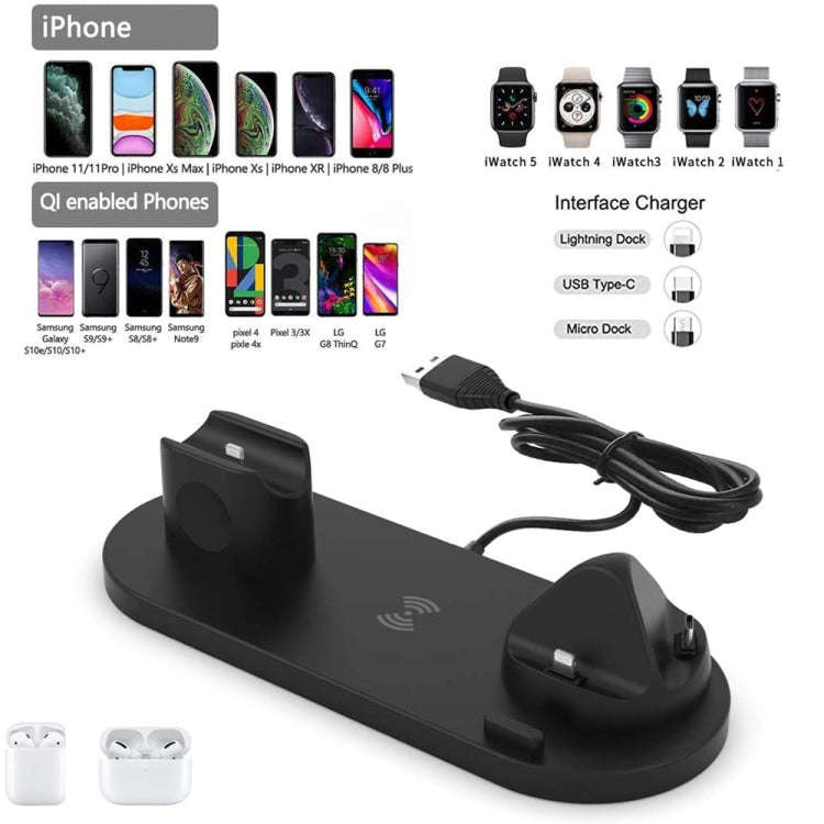 HQ-UD15-upgraded 6 in 1 Wireless Charger For iPhone, Apple Watch, AirPods and Other Android Phone...