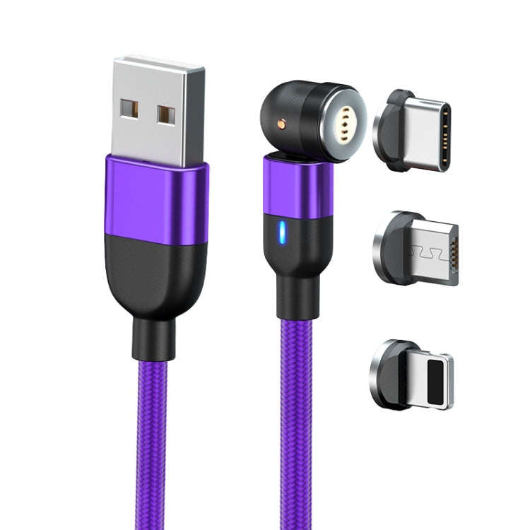 1m 3A Output 3 in 1 USB to 8 Pin + USB-C / Type-C + Micro USB 540 Degree Rotating Magnetic Data S...