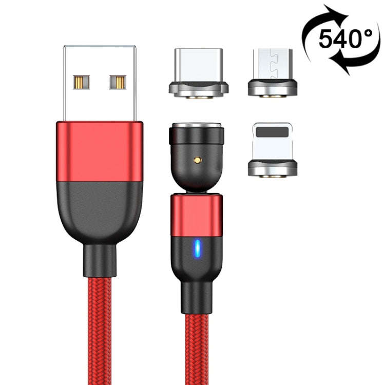 1m 3A Output 3 in 1 USB to 8 Pin + USB-C / Type-C + Micro USB 540 Degree Rotating Magnetic Data S...