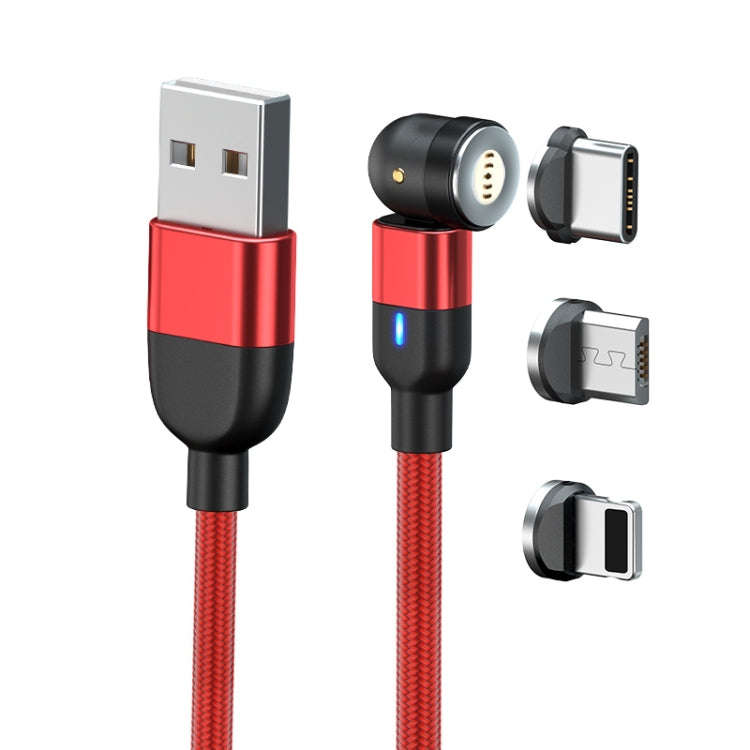 1m 3A Output 3 in 1 USB to 8 Pin + USB-C / Type-C + Micro USB 540 Degree Rotating Magnetic Data S...