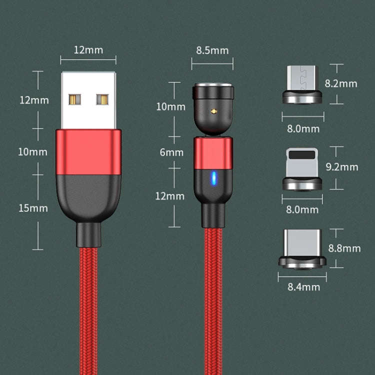 1m 3A Output 3 in 1 USB to 8 Pin + USB-C / Type-C + Micro USB 540 Degree Rotating Magnetic Data S...