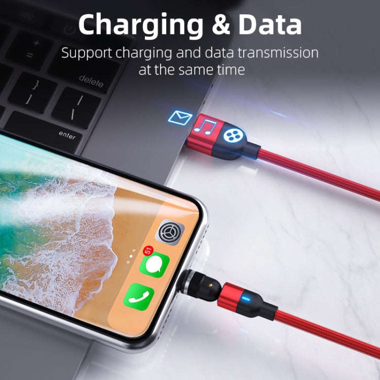 1m 3A Output 3 in 1 USB to 8 Pin + USB-C / Type-C + Micro USB 540 Degree Rotating Magnetic Data S...