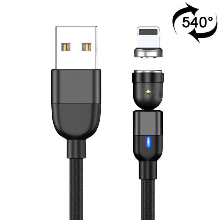 1m 3A Output USB to 8 Pin 540 Degree Rotating Magnetic Data Sync Charging Cable(Black)