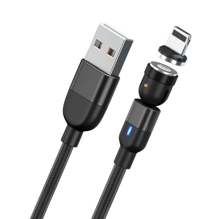 1m 3A Output USB to 8 Pin 540 Degree Rotating Magnetic Data Sync Charging Cable(Black)