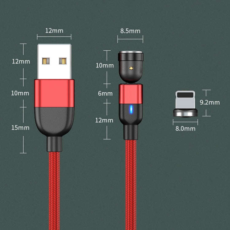 1m 3A Output USB to 8 Pin 540 Degree Rotating Magnetic Data Sync Charging Cable(Black)