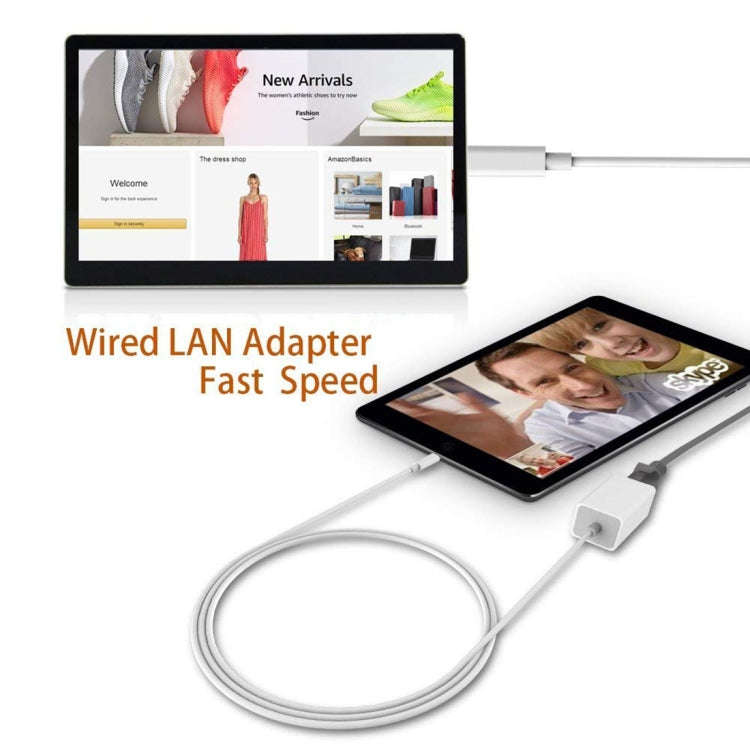 QTS-LAN8152B 1m 8 Pin to RJ45 Ethernet LAN Network Adapter Cable(White)