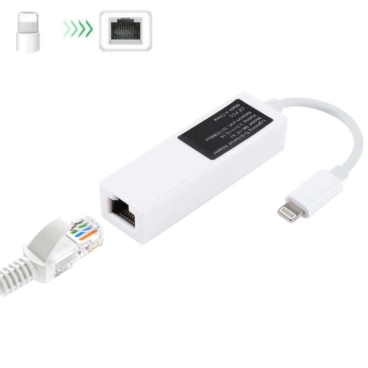 NK107A1 8 Pin to RJ45 Ethernet LAN Network Adapter Cable for iPhone / iPad Series, Total Length: ...