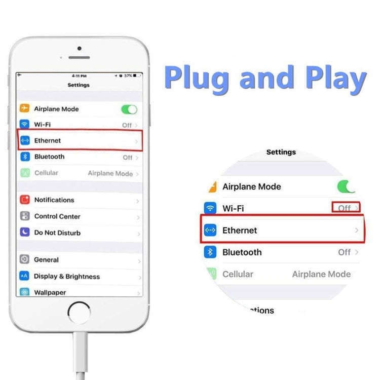NK107A1 8 Pin to RJ45 Ethernet LAN Network Adapter Cable for iPhone / iPad Series, Total Length: ...