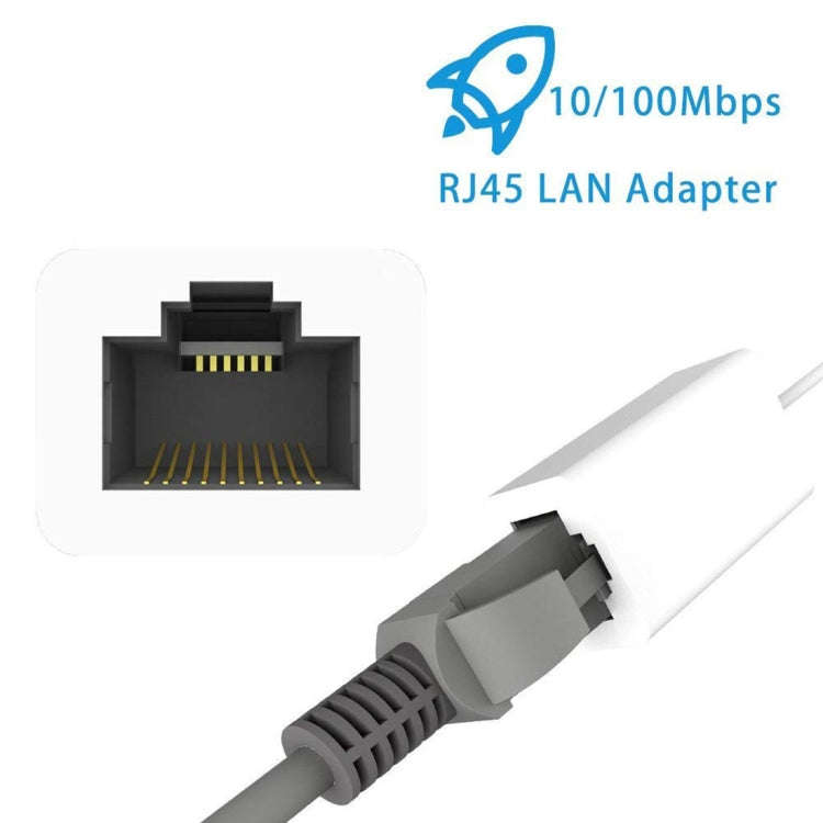 NK107A1 8 Pin to RJ45 Ethernet LAN Network Adapter Cable for iPhone / iPad Series, Total Length: ...
