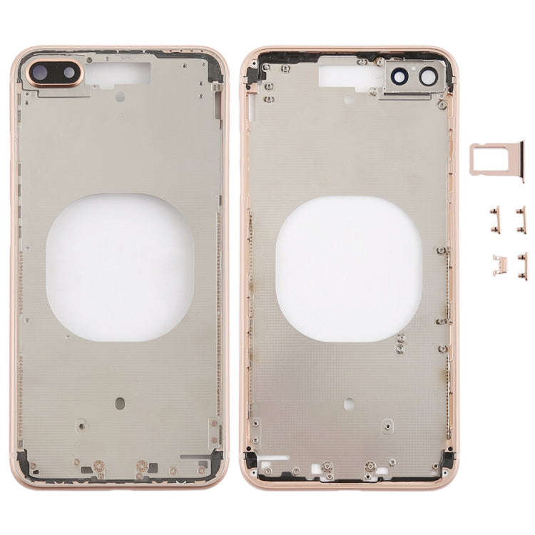 Transparent Back Cover with Camera Lens & SIM Card Tray & Side Keys for iPhone 8 Plus (Gold)