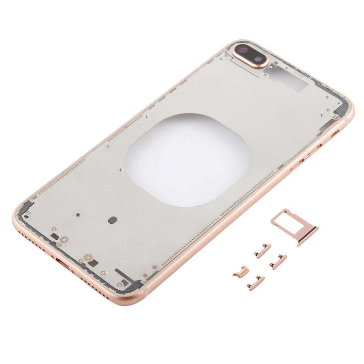 Transparent Back Cover with Camera Lens & SIM Card Tray & Side Keys for iPhone 8 Plus (Gold)