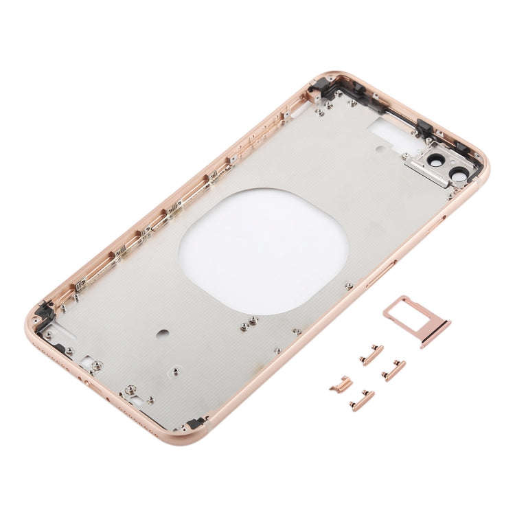 Transparent Back Cover with Camera Lens & SIM Card Tray & Side Keys for iPhone 8 Plus (Gold)