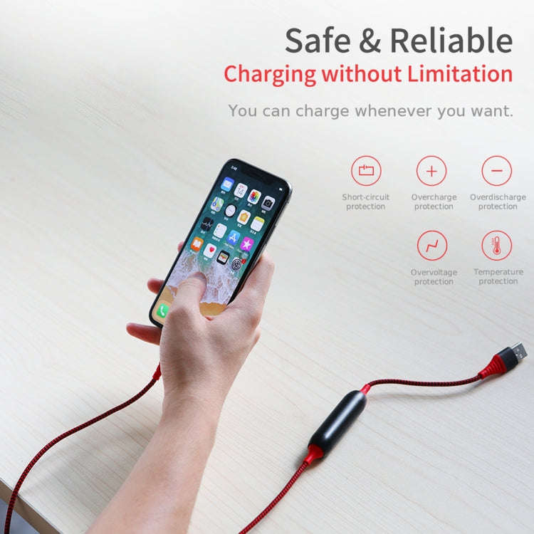 ROCK 1.2m 2.1A TPE + Nylon Braided USB to 8 Pin Data Sync Charge Cable For iPhone 11 Pro Max / iP...