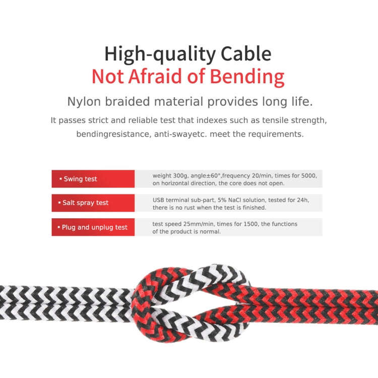 ROCK 1.2m 2.1A TPE + Nylon Braided USB to 8 Pin Data Sync Charge Cable For iPhone 11 Pro Max / iP...