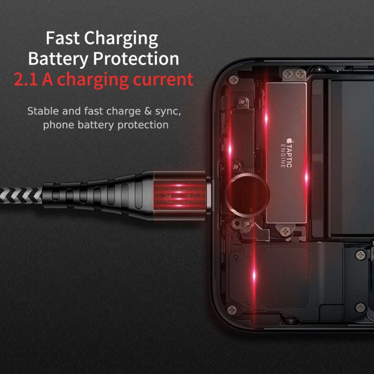 ROCK 1.2m 2.1A TPE + Nylon Braided USB to 8 Pin Data Sync Charge Cable For iPhone 11 Pro Max / iP...