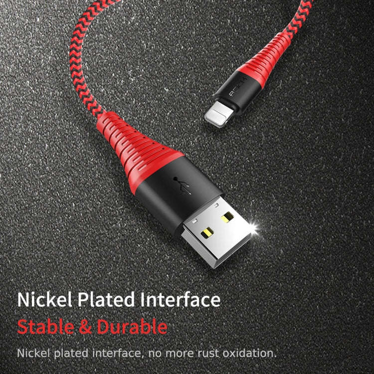 ROCK 1.2m 2.1A TPE + Nylon Braided USB to 8 Pin Data Sync Charge Cable For iPhone 11 Pro Max / iP...