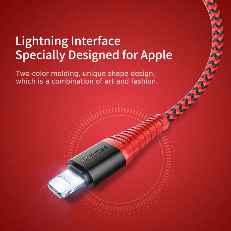 ROCK 1.2m 2.1A TPE + Nylon Braided USB to 8 Pin Data Sync Charge Cable For iPhone 11 Pro Max / iP...