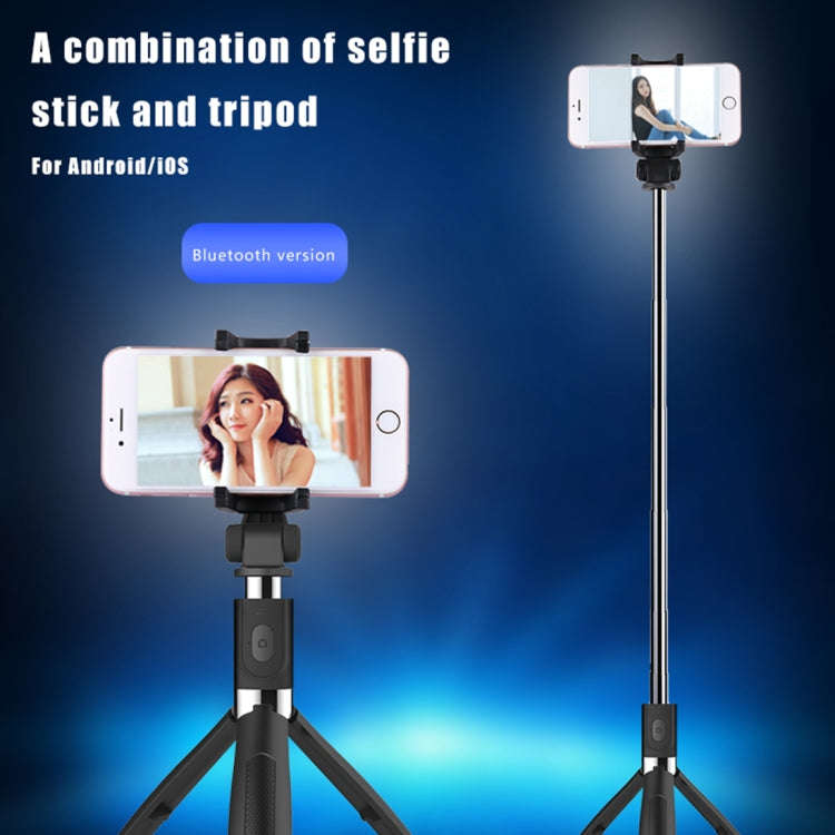 2 in 1 Foldable Bluetooth Shutter Remote Selfie Stick Tripod for iPhone and Android Phones(Red)