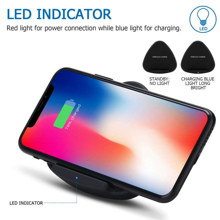 QK11 10W ABS + PC Fast Charging Qi Wireless Charger Pad(Black)