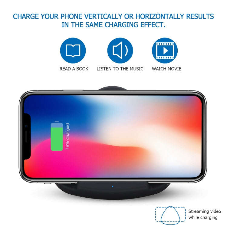 QK11 10W ABS + PC Fast Charging Qi Wireless Charger Pad(Blue)