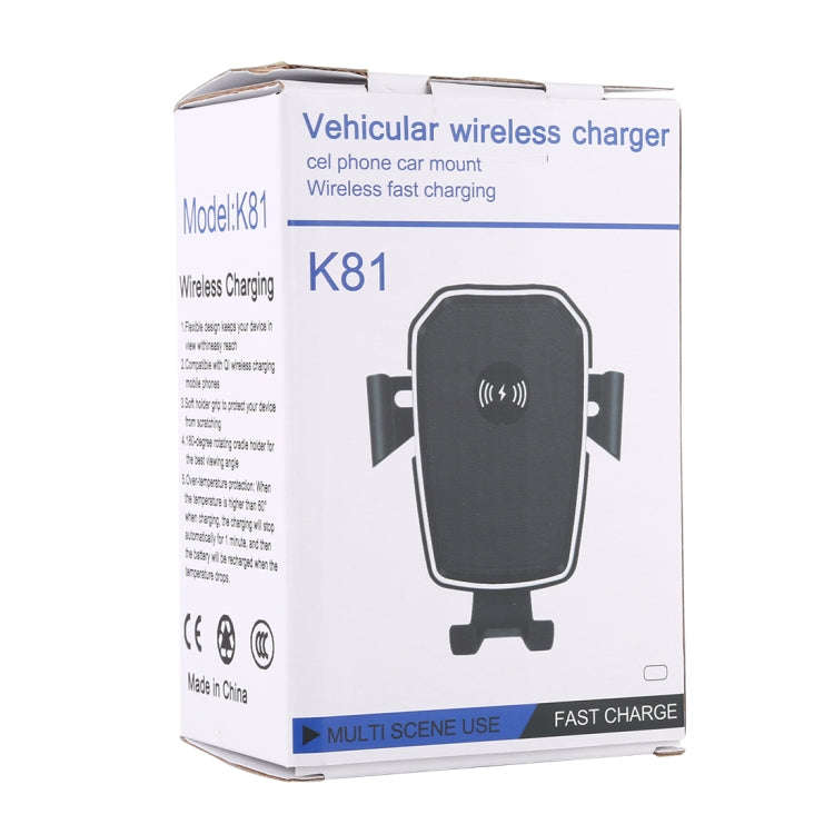 K81 10W QI Universal Rotating Gravity Induction Car Wireless Charging Mobile Phone Holder with Su...
