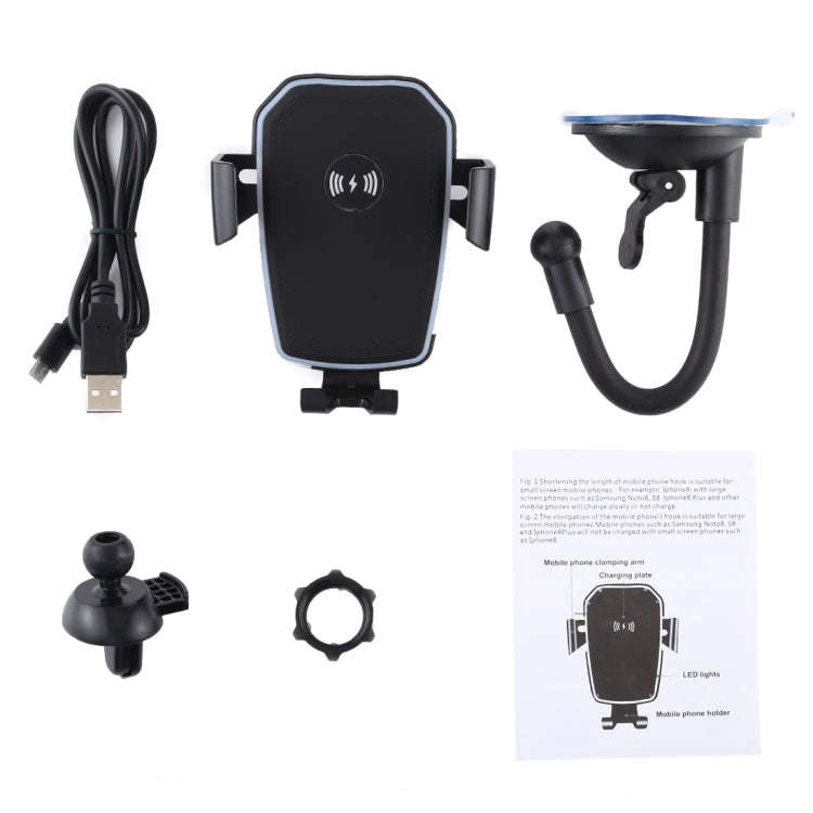 K81 10W QI Universal Rotating Gravity Induction Car Wireless Charging Mobile Phone Holder with Su...