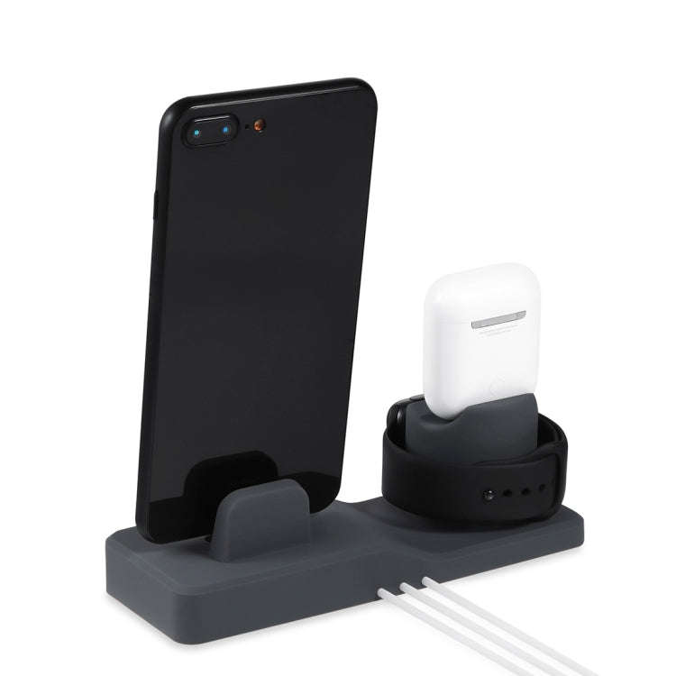 3 in 1 Silicone Charging Dock for AirPods Pro & Apple Watch & iPhone, with Bracket Funtcion(White)