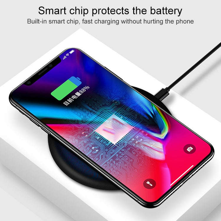 TOVYS-KC-N5 9V 1A Output Frosted Round Wire Qi Standard Fast Charging Wireless Charger, Cable Len...