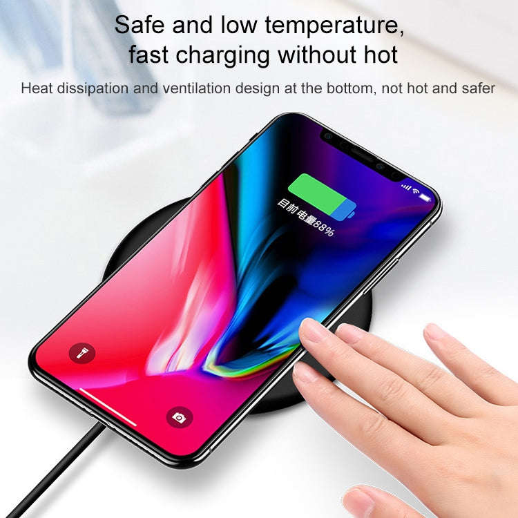 TOVYS-KC-N5 9V 1A Output Frosted Round Wire Qi Standard Fast Charging Wireless Charger, Cable Len...