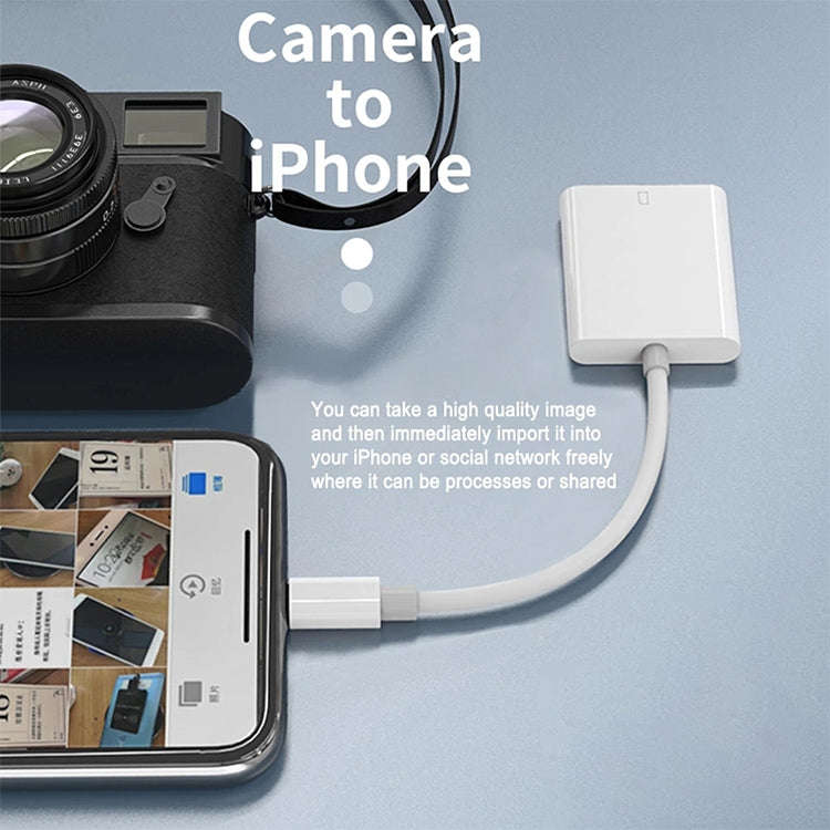 8 Pin to SD Card Camera Reader Adapter, Support iOS 9.2 or Above (White)