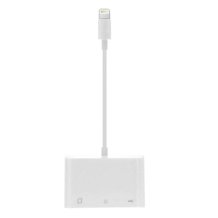 NK-1081 8 Pin to SD + TF + USB Port Camera Reader Adapter, Support iOS 9.2 or Above (White)