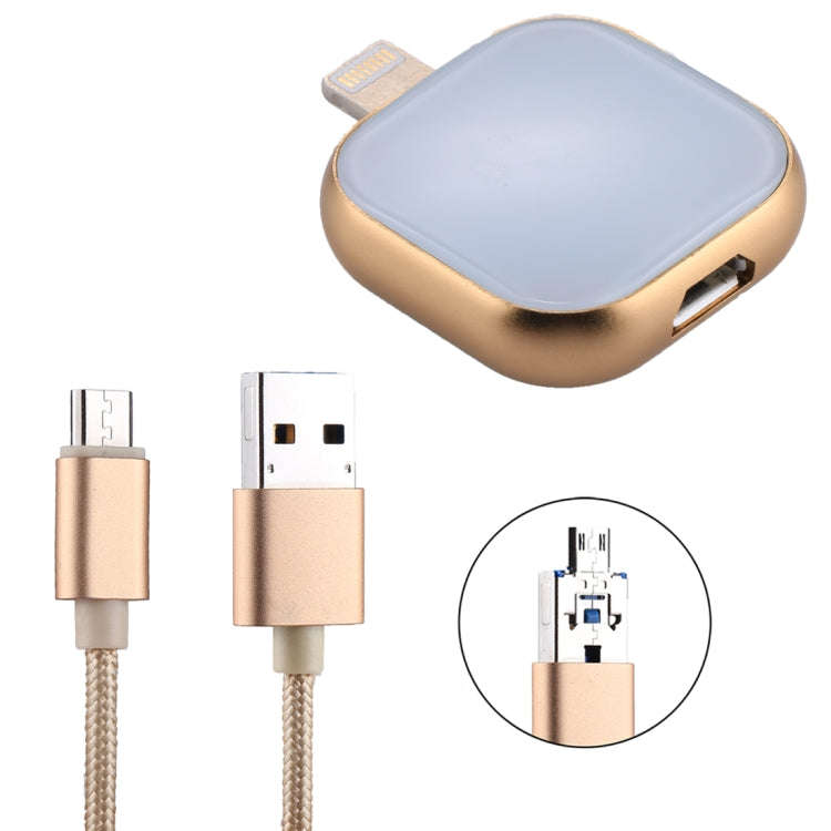 RQW-18S 8 Pin 16GB Multi-functional Flash Disk Drive with USB / Micro USB to Micro USB Cable(Gold)