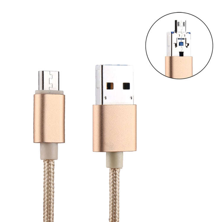 RQW-18S 8 Pin 16GB Multi-functional Flash Disk Drive with USB / Micro USB to Micro USB Cable(Gold)