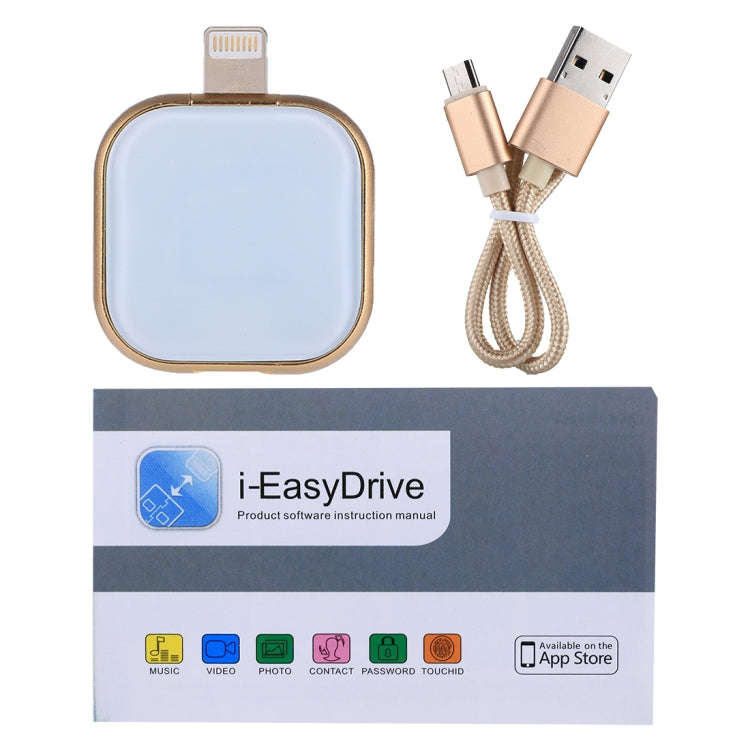 RQW-18S 8 Pin 16GB Multi-functional Flash Disk Drive with USB / Micro USB to Micro USB Cable(Gold)