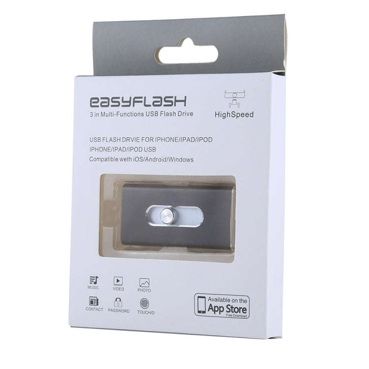 RQW-02 3 in 1 USB 2.0 & 8 Pin & Micro USB 32GB Flash Drive(Black)