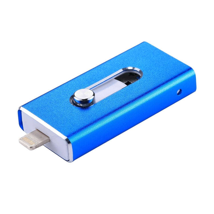 RQW-02 3 in 1 USB 2.0 & 8 Pin & Micro USB 128GB Flash Drive(Blue)