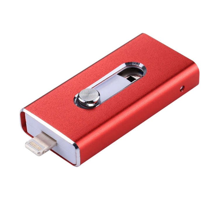 RQW-02 3 in 1 USB 2.0 & 8 Pin & Micro USB 128GB Flash Drive(Red)