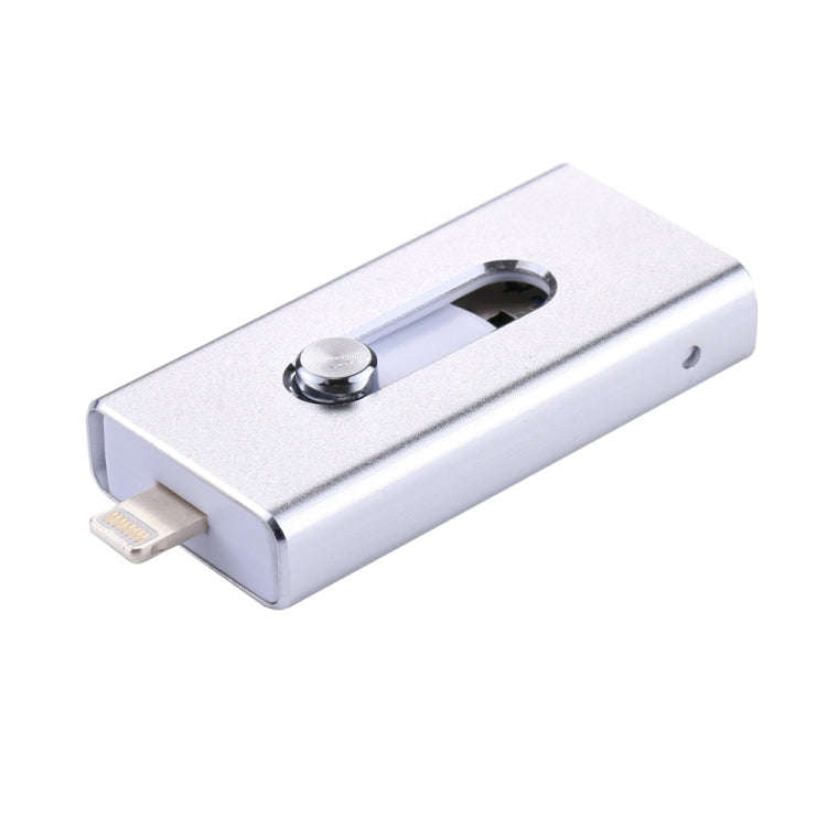 RQW-02 3 in 1 USB 2.0 & 8 Pin & Micro USB 128GB Flash Drive(Silver)