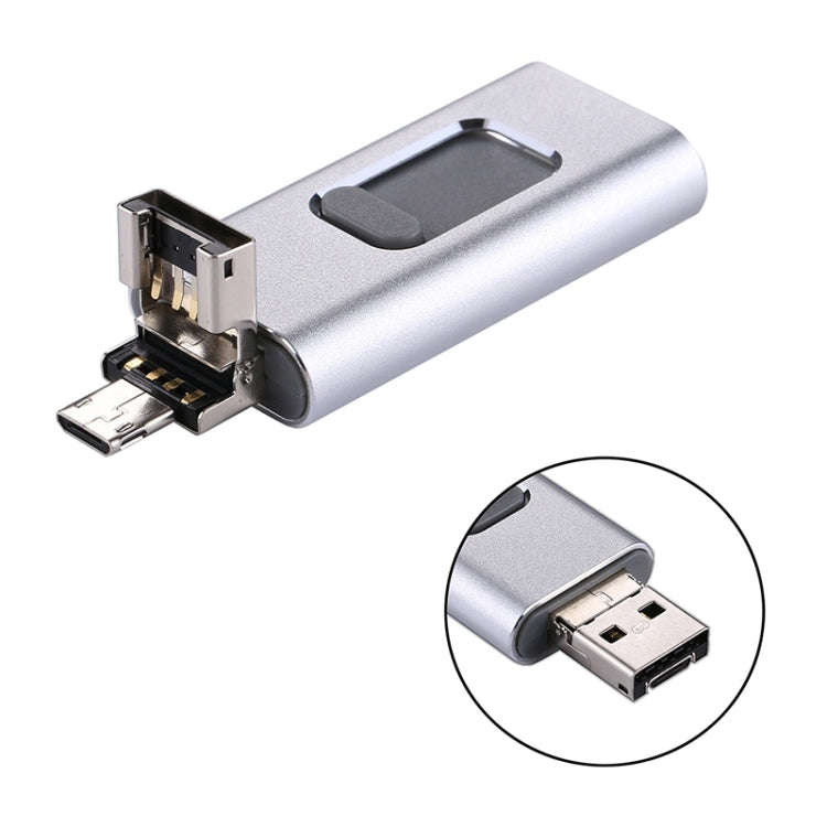 easyflash RQW-01B 3 in 1 USB 2.0 & 8 Pin & Micro USB 128GB Flash Drive(Silver)