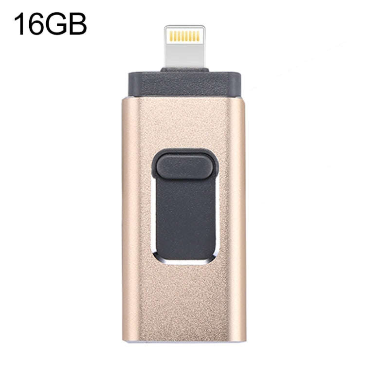 easyflash RQW-01B 3 in 1 USB 2.0 & 8 Pin & Micro USB 16GB Flash Drive(Gold)