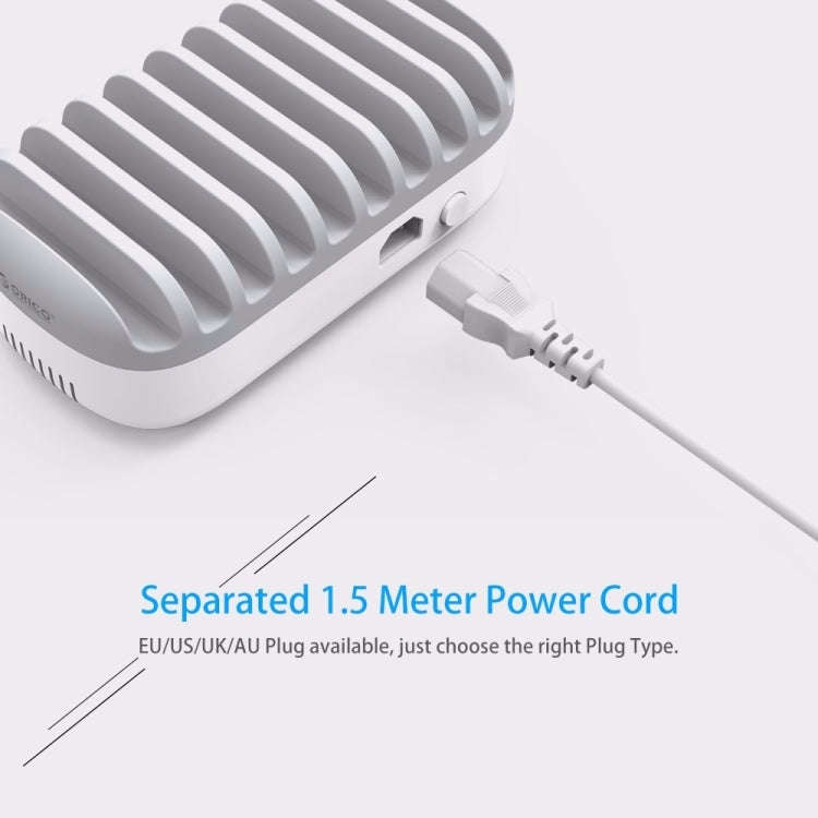 ORICO DUK-10P 120W 10 USB Ports Smart Charging Station with Phone & Tablet Stand, EU Plug(White)